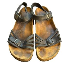Birkenstock Sandals EU 41 US 10 Bali Black Habana Oiled Leather Strappy S4